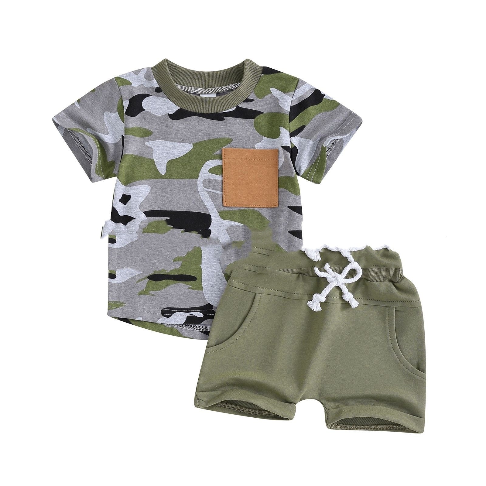 Camouflage Children's Short Sleeve Top Shorts Suit