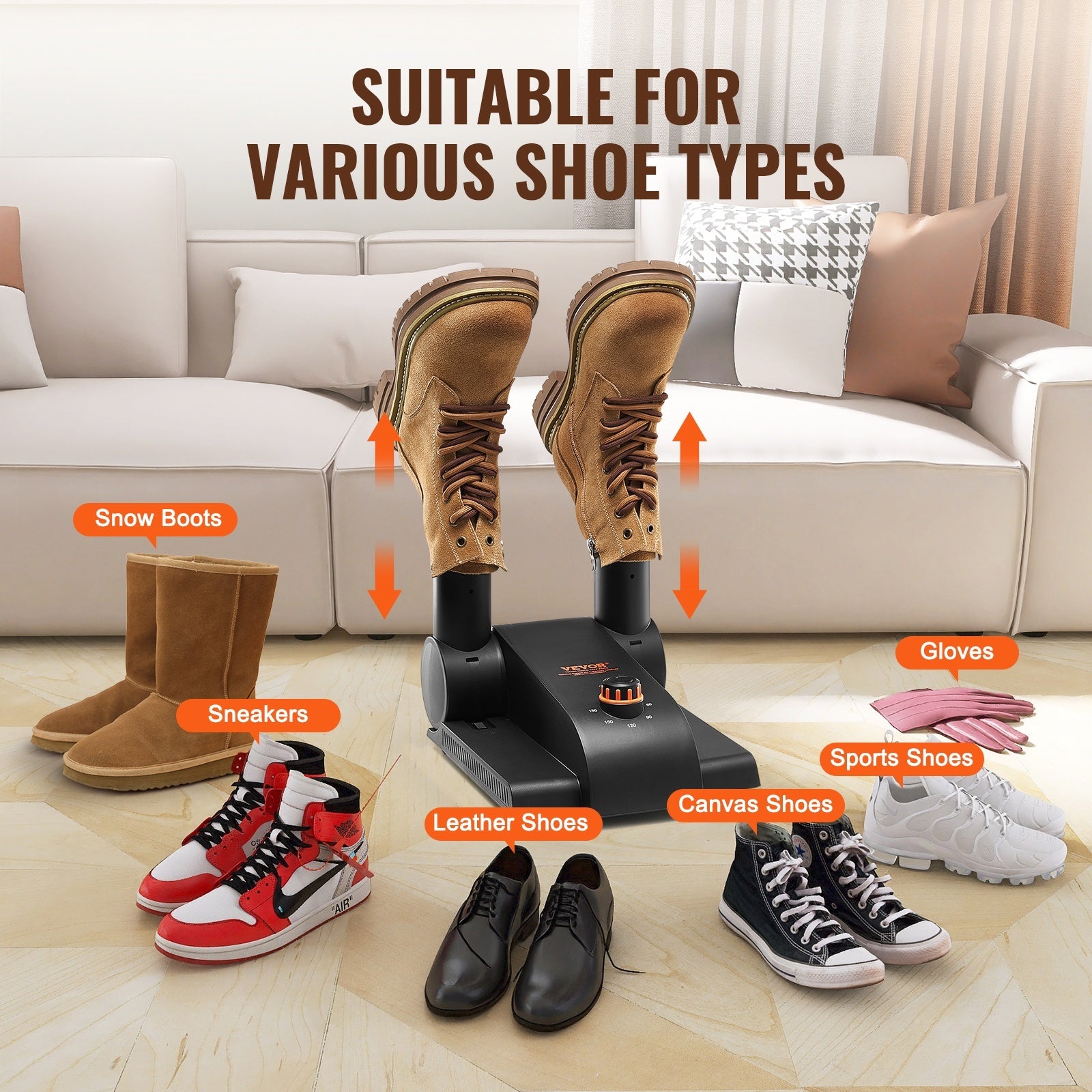 VEVOR Foldable 2 Tube Shoe Dryer Boot Dryer