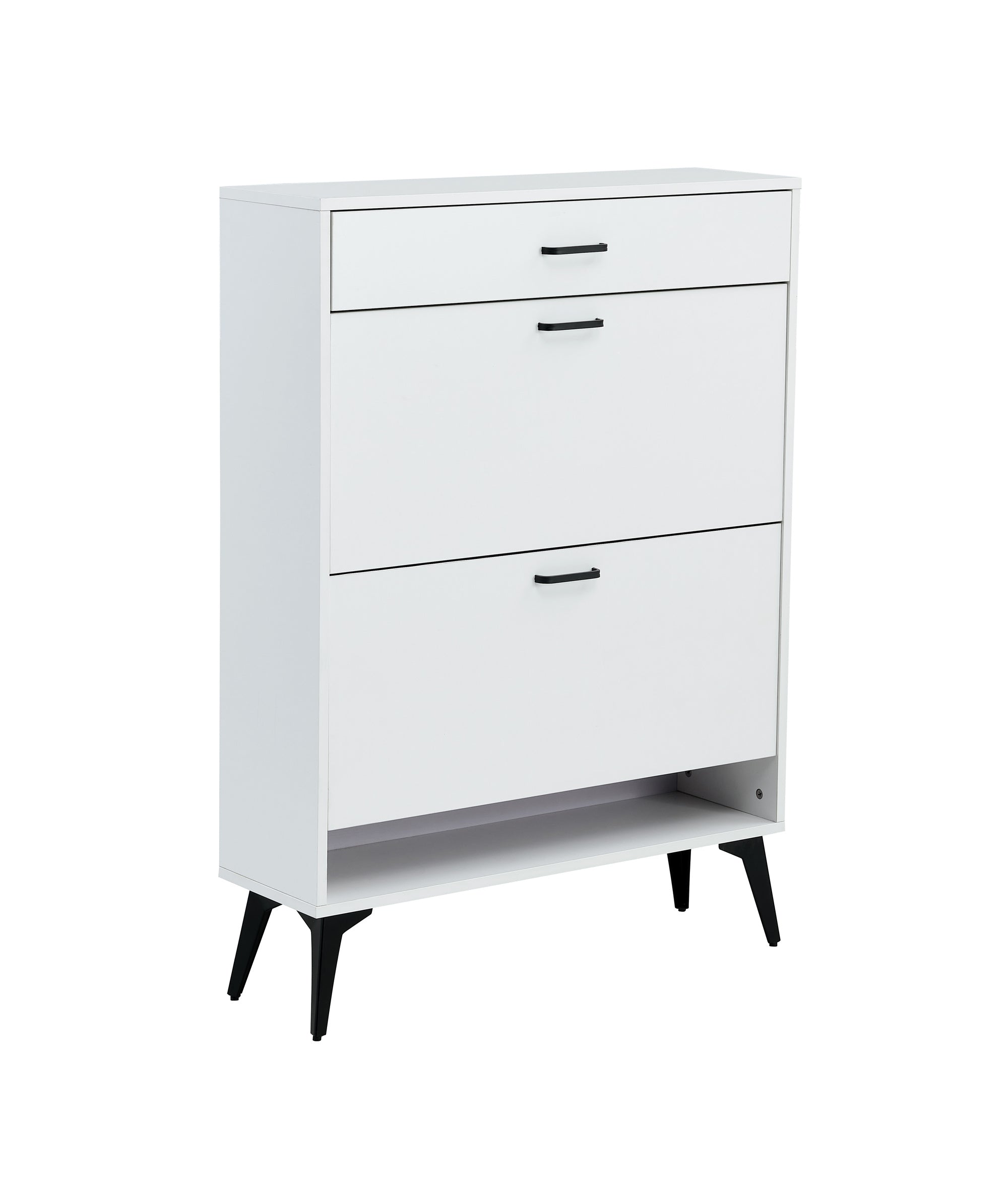 Shoe Cabinet , Shoe storage shelves, metal leg, White