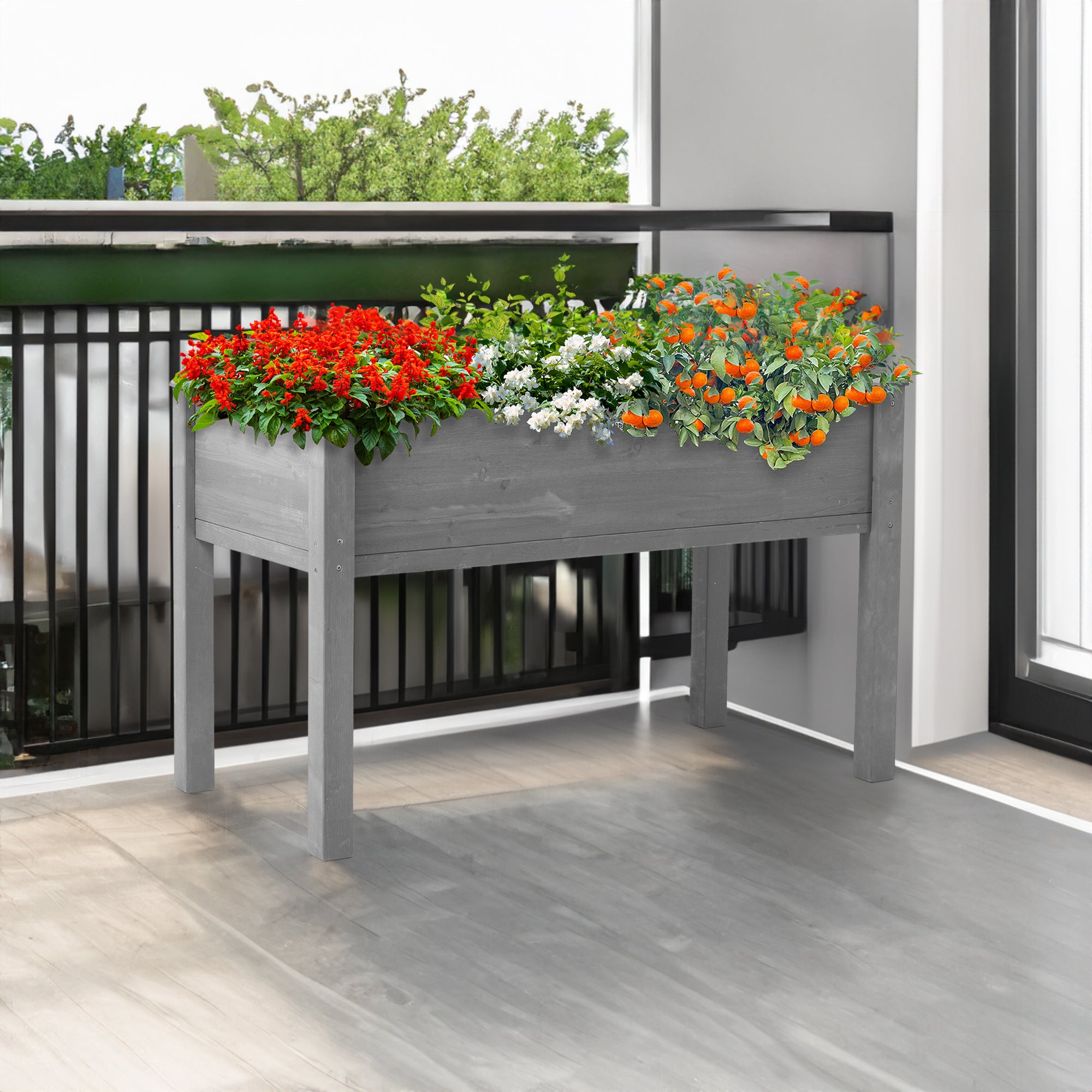 Raised Garden Bed with Legs, Elevated Wooden Planter Box for Outdoor Plants