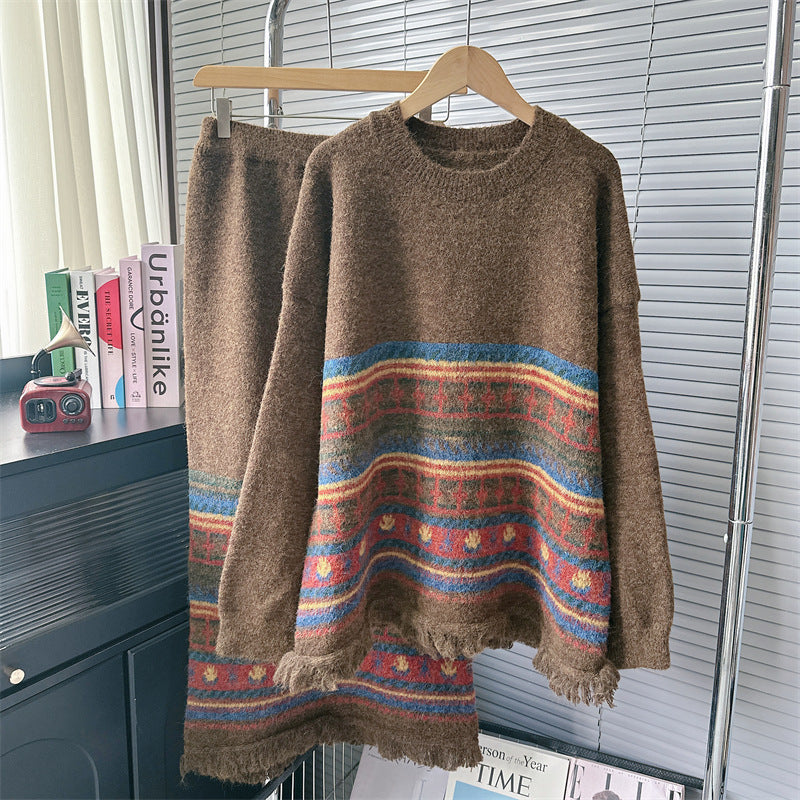 Ethnic style retro tassel knit