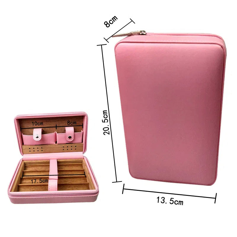 Carved version cigar box portable cedar wood cigar moisturizing box cowhide cigar box storage box Gaoxiba