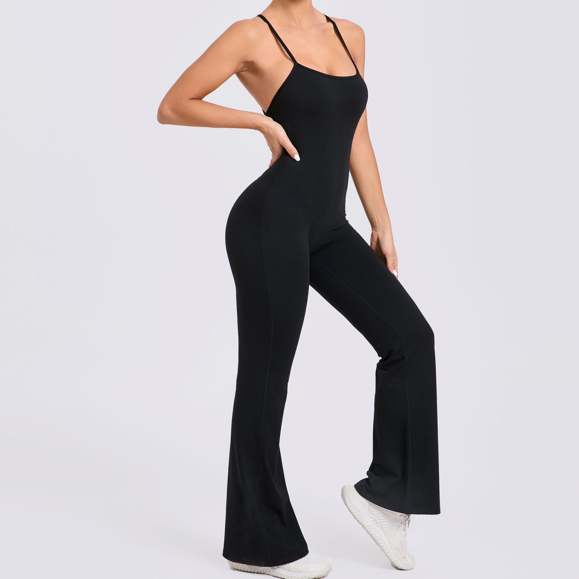 Adjustable Shoulder Strap Horn Yoga Jumpsuit