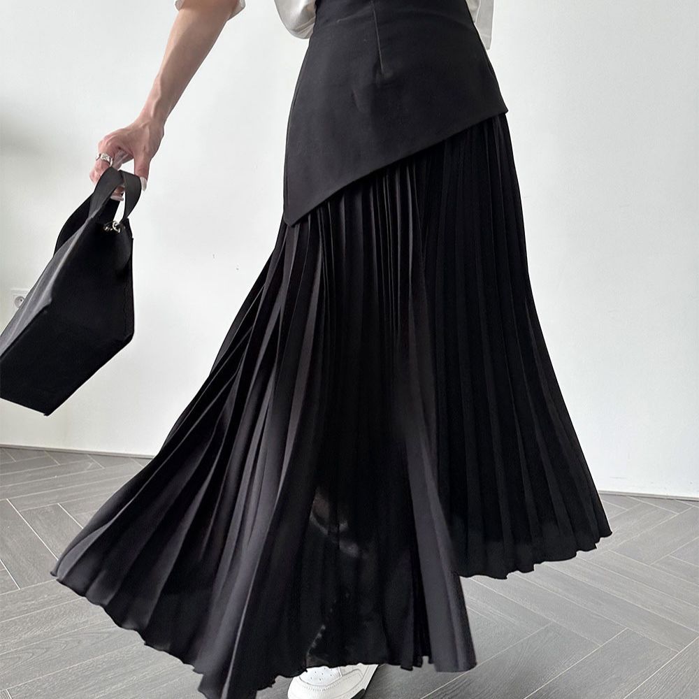 Pleated Contrast Color High Waist