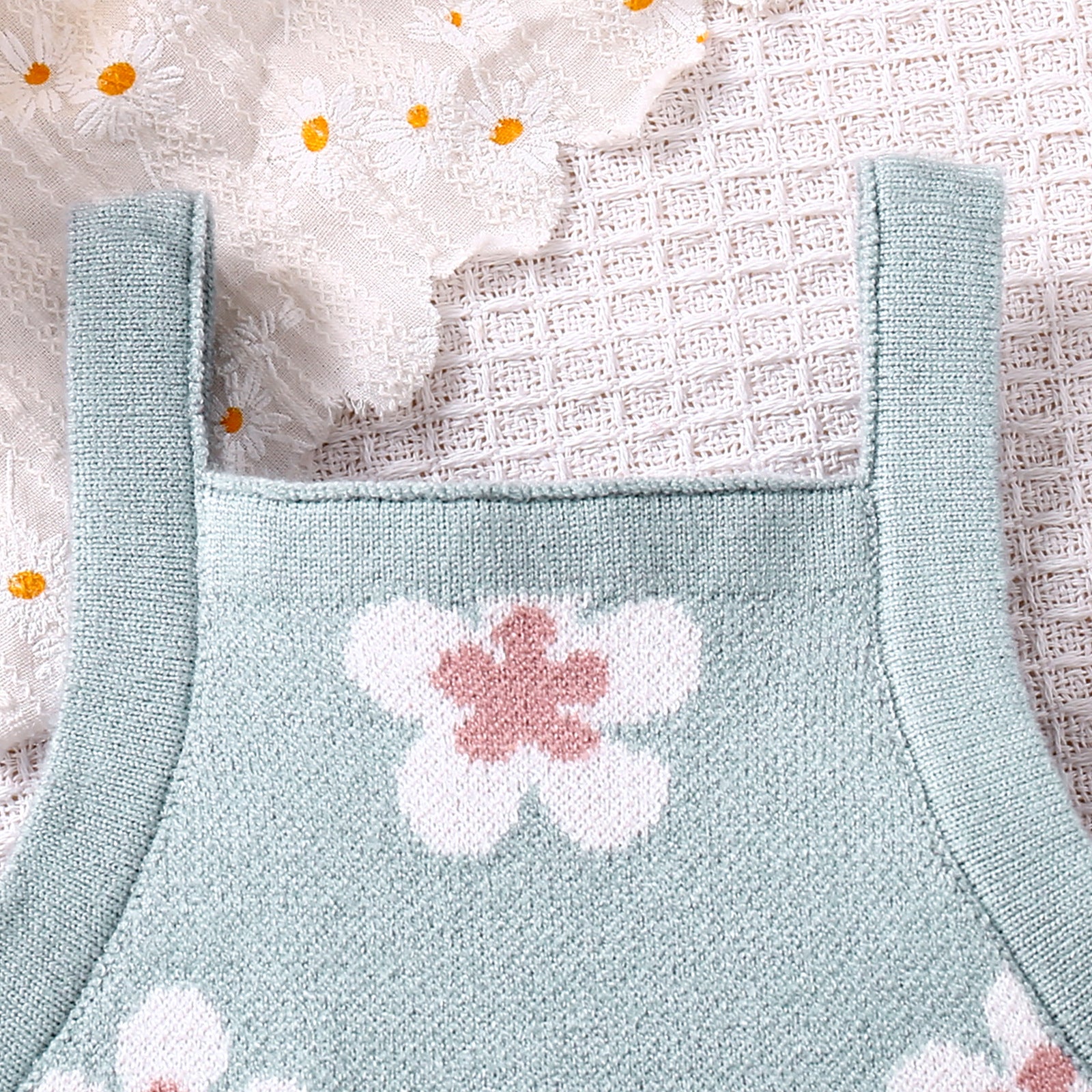 Children's Clothing Baby Strap Embroidery Light Blue