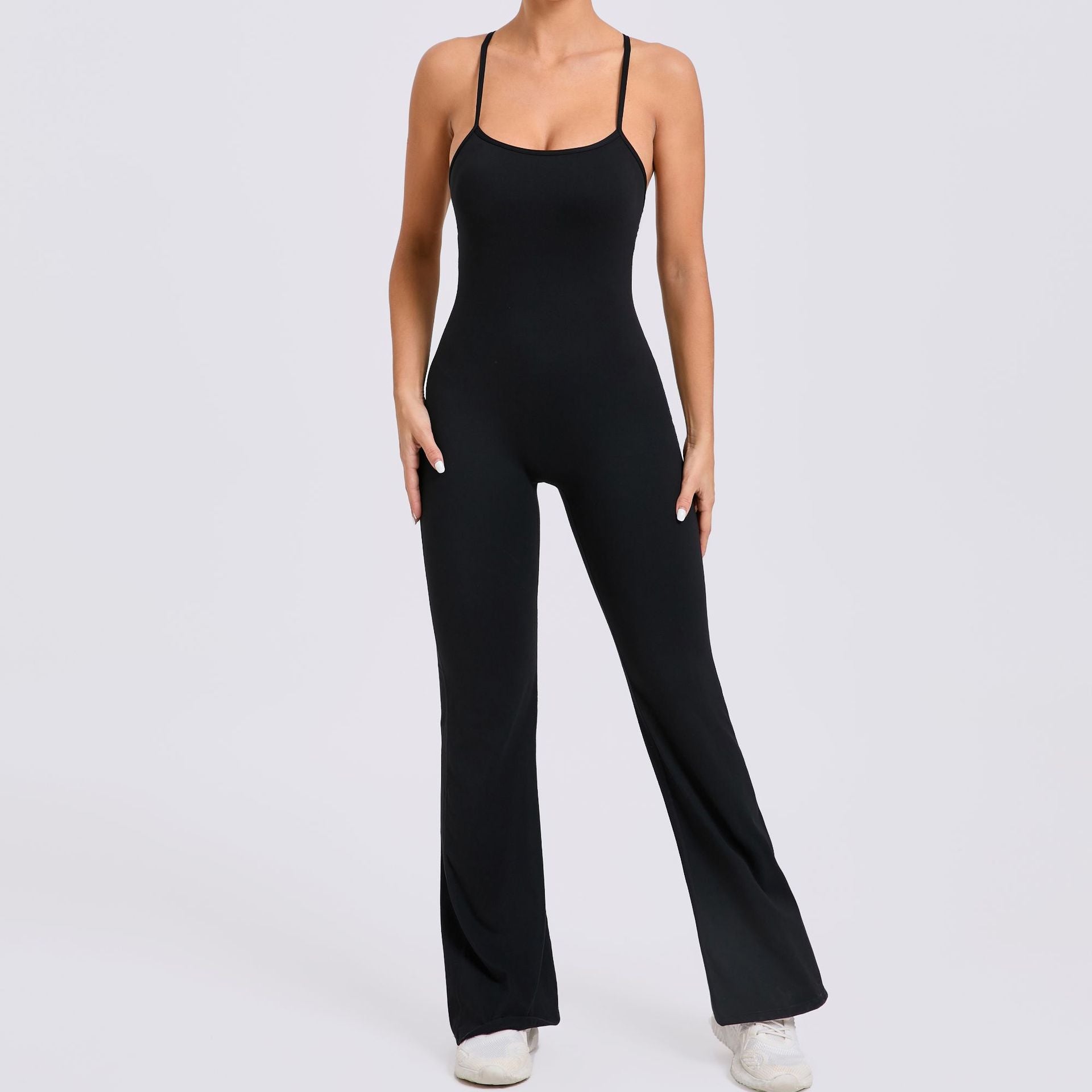 Adjustable Shoulder Strap Horn Yoga Jumpsuit