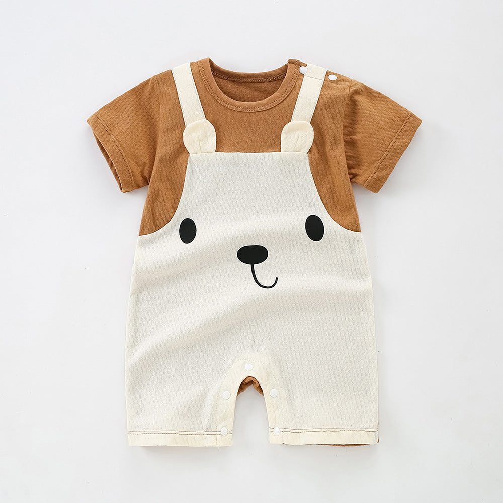 Baby Boy Jumpsuit Summer Short Sleeve Thin Toddler Clothes Cotton