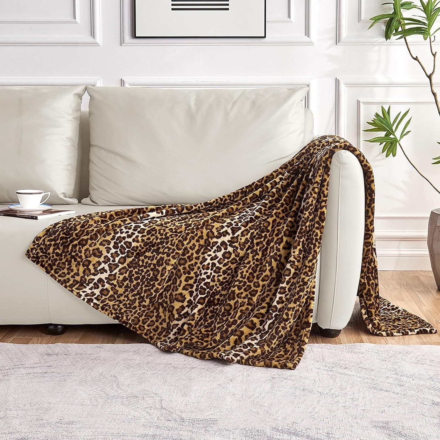 Simple Leopard Print Super Soft Thermal Flannel Blanket