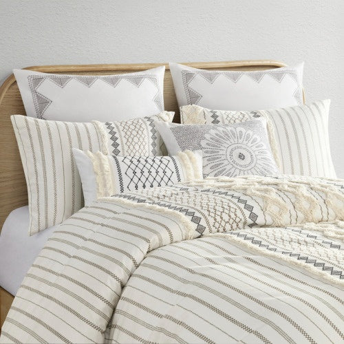 King Cal King Cotton Printed Duvet Cover Set With Chenille